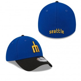 Men's Seattle Mariners Royal Black 2023 City Connect 39THIRTY Flex Fit Hat