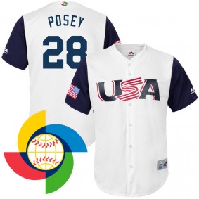 Men's 2017 World Baseball Classic USA Buster Posey White Replica Jersey