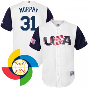 Men's 2017 World Baseball Classic USA Daniel Murphy White Replica Jersey