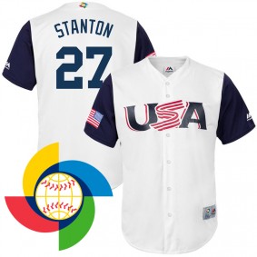 Men's 2017 World Baseball Classic USA Giancarlo Stanton White Replica Jersey