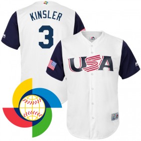 Men's 2017 World Baseball Classic USA Ian Kinsler White Replica Jersey
