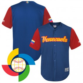 Men's 2017 World Baseball Classic Venezuela Baseball Royal Replica Team Jersey