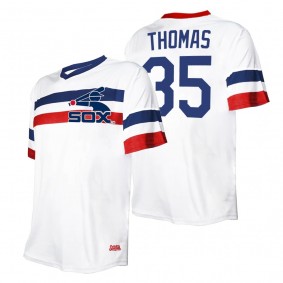 Men's Chicago White Sox Frank Thomas Stitches White Cooperstown Collection V-Neck Jersey