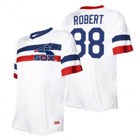 Men's Chicago White Sox Luis Robert Stitches White Cooperstown Collection V-Neck Jersey