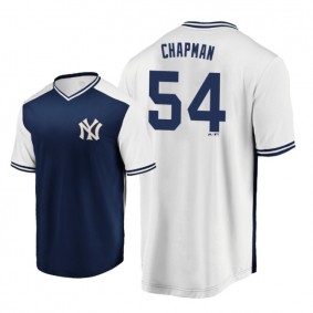 Aroldis Chapman New York Yankees #54 Navy White Iconic Player Cooperstown Collection Jersey Men's