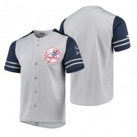 New York Yankees Gray Button-Down Stitches Authentic Jersey Men's