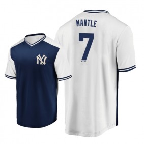 Mickey Mantle New York Yankees #7 Navy White Iconic Player Cooperstown Collection Jersey Men's