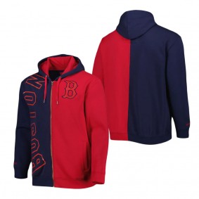 Men's Boston Red Sox Mitchell & Ness Navy Red Fleece Full-Zip Hoodie