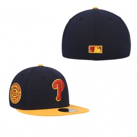 Men's Philadelphia Phillies Navy Gold Primary Logo 59FIFTY Fitted Hat