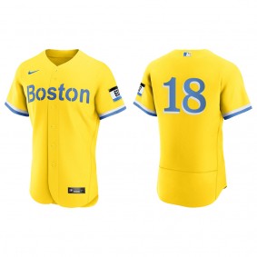 Men's Adam Duvall Boston Red Sox Gold Light Blue City Connect Authentic Jersey