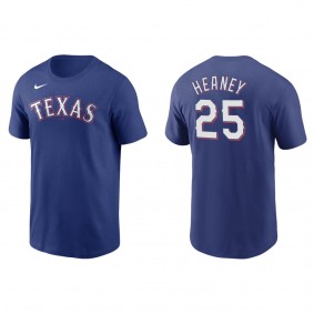Men's Texas Rangers Andrew Heaney Royal Name & Number T-Shirt