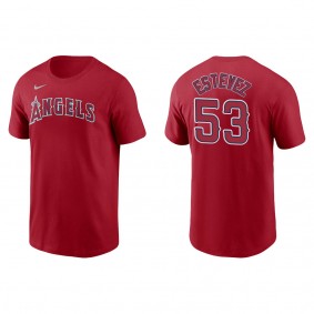 Men's Carlos Estevez Los Angeles Angels Red Name & Number T-Shirt