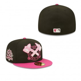Men's Atlanta Braves Black Pink 150th Anniversary Passion 59FIFTY Fitted Hat