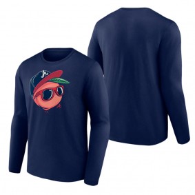 Men's Atlanta Braves Navy Mr. Peach Long Sleeve T-Shirt