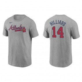 Men's Sam Hilliard Atlanta Braves Gray Name & Number T-Shirt