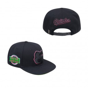 Men's Baltimore Orioles Pro Standard Black Cooperstown Collection Neon Prism Snapback Hat