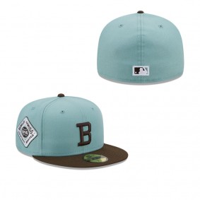 Men's Boston Braves Light Blue Brown Cooperstown Collection 1914 World Series Beach Kiss 59FIFTY Fitted Hat
