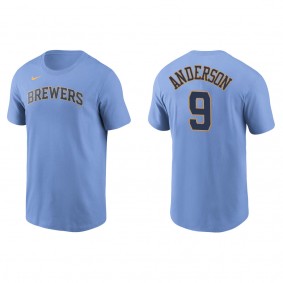 Men's Brian Anderson Milwaukee Brewers Light Blue Name & Number T-Shirt