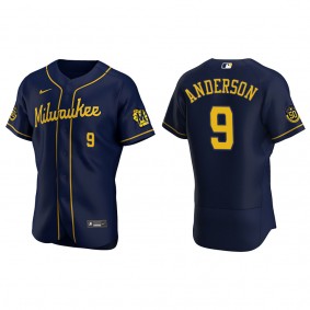Men's Brian Anderson Milwaukee Brewers Navy Authentic Alternate Jersey
