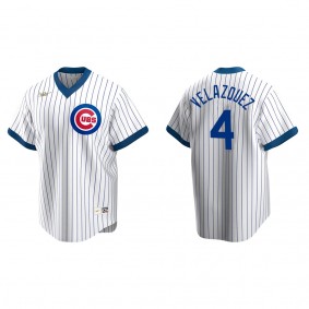 Men's Nelson Velazquez Chicago Cubs White Cooperstown Collection Home Jersey