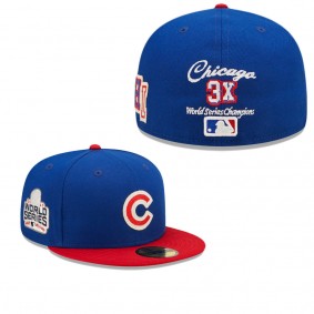 Men's Chicago Cubs Royal Red 2016 World Series Champions Letterman 59FIFTY Fitted Hat