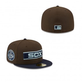 Men's Chicago White Sox Brown Navy Comiskey Park 75th Anniversary Walnut 9FIFTY Fitted Hat