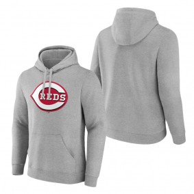 Men's Cincinnati Reds Heather Gray Official Logo Fitted Pullover Hoodie