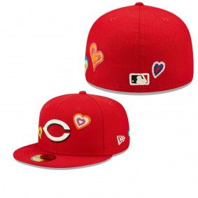 Men's Cincinnati Reds Red Chain Stitch Heart 59FIFTY Fitted Hat