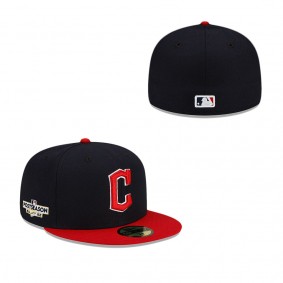 Men's Cleveland Guardians Navy Red 2022 Postseason Side Patch 59FIFTY Fitted Hat
