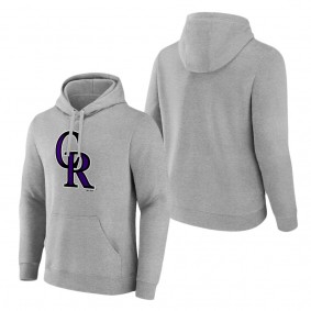 Men's Colorado Rockies Heather Gray Official Logo Fitted Pullover Hoodie