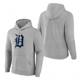 Men's Detroit Tigers Heather Gray Official Logo Fitted Pullover Hoodie