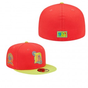 Men's Detroit Tigers Red Neon Green 1968 World Series Champions Lava Highlighter Combo 59FIFTY Fitted Hat