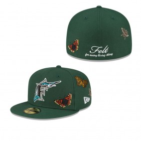 Men's Florida Marlins x Felt Green 59FIFTY Fitted Hat