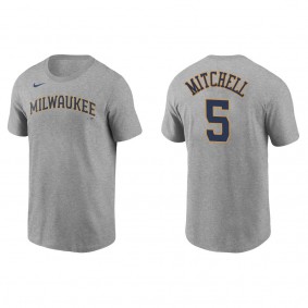 Men's Garrett Mitchell Milwaukee Brewers Gray Name & Number T-Shirt