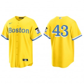 Men's Boston Red Sox Jaylin Davis Gold Light Blue City Connect Replica Jersey