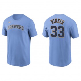 Men's Milwaukee Brewers Jesse Winker Light Blue Name & Number T-Shirt