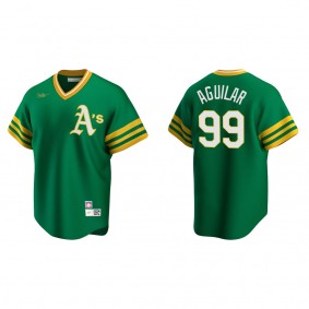 Men's Jesus Aguilar Oakland Athletics Kelly Green Cooperstown Collection Road Jersey