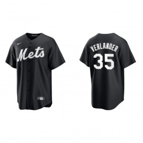 Men's New York Mets Justin Verlander Black White Replica Official Jersey