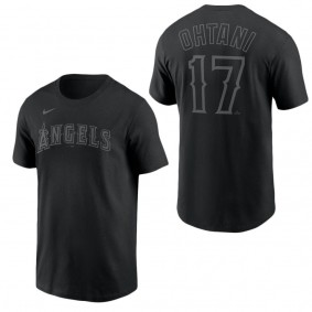 Men's Los Angeles Angels Shohei Ohtani Pitch Black Name & Number T-Shirt