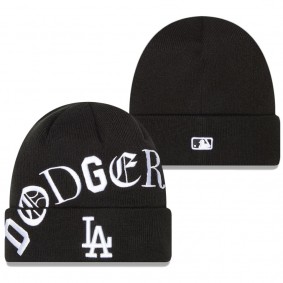Men's Los Angeles Dodgers Black Old English Letter Cuffed Knit Hat