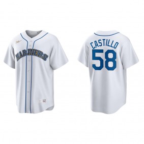 Men's Seattle Mariners Luis Castillo White Cooperstown Collection Home Jersey