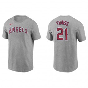 Men's Los Angeles Angels Matt Thaiss Gray Name & Number T-Shirt