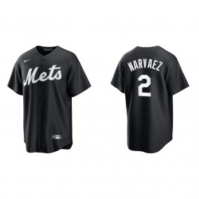 Men's Omar Narvaez New York Mets Black White Replica Official Jersey