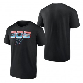 Men's Miami Marlins Black Baseball 305 T-Shirt