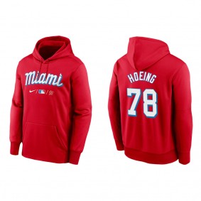 Men's Bryan Hoeing Miami Marlins Red City Connect Therma Hoodie