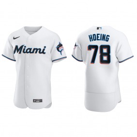 Men's Bryan Hoeing Miami Marlins White Authentic Home Jersey
