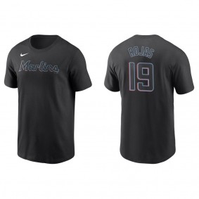 Men's Miami Marlins Miguel Rojas Black Name & Number T-Shirt