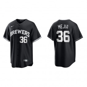 Men's J.C. Mejia Milwaukee Brewers Black White Replica Official Jersey