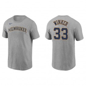 Men's Jesse Winker Milwaukee Brewers Gray Name & Number T-Shirt