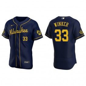Men's Jesse Winker Milwaukee Brewers Navy Authentic Alternate Jersey
